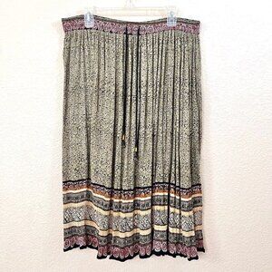 Sag Harbor Size M Petite Women Olive Green Drawstring Front Tie Flowy Midi Skirt